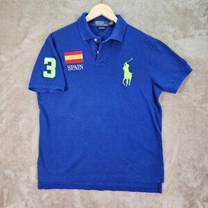 Polo by Ralph Lauren Polo Shirt Spain Big Pony Logo Golf Custom Fit Men's Size L